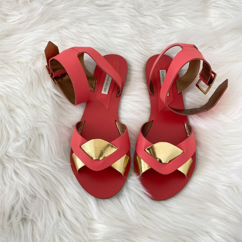 Cynthia Vincent Coral Gold Sandals
